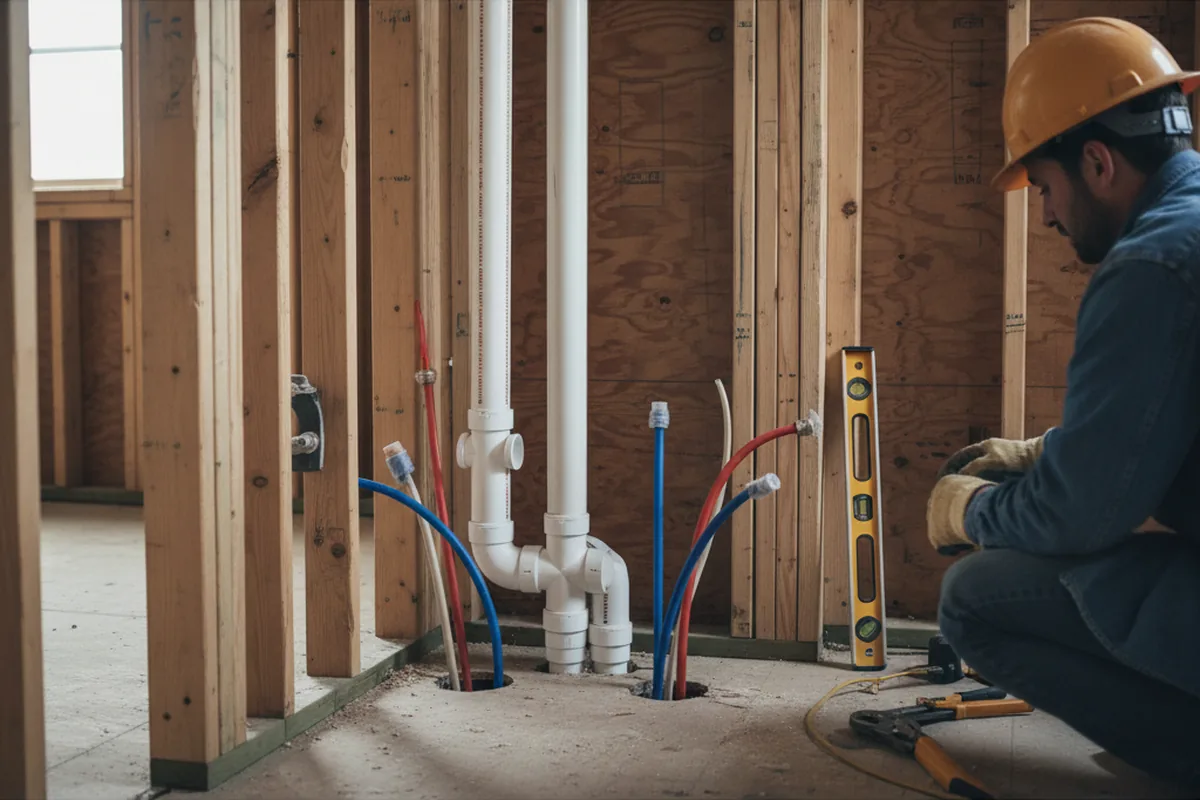 Drain and supply rough-in during Drain Cleaning in Saugerties